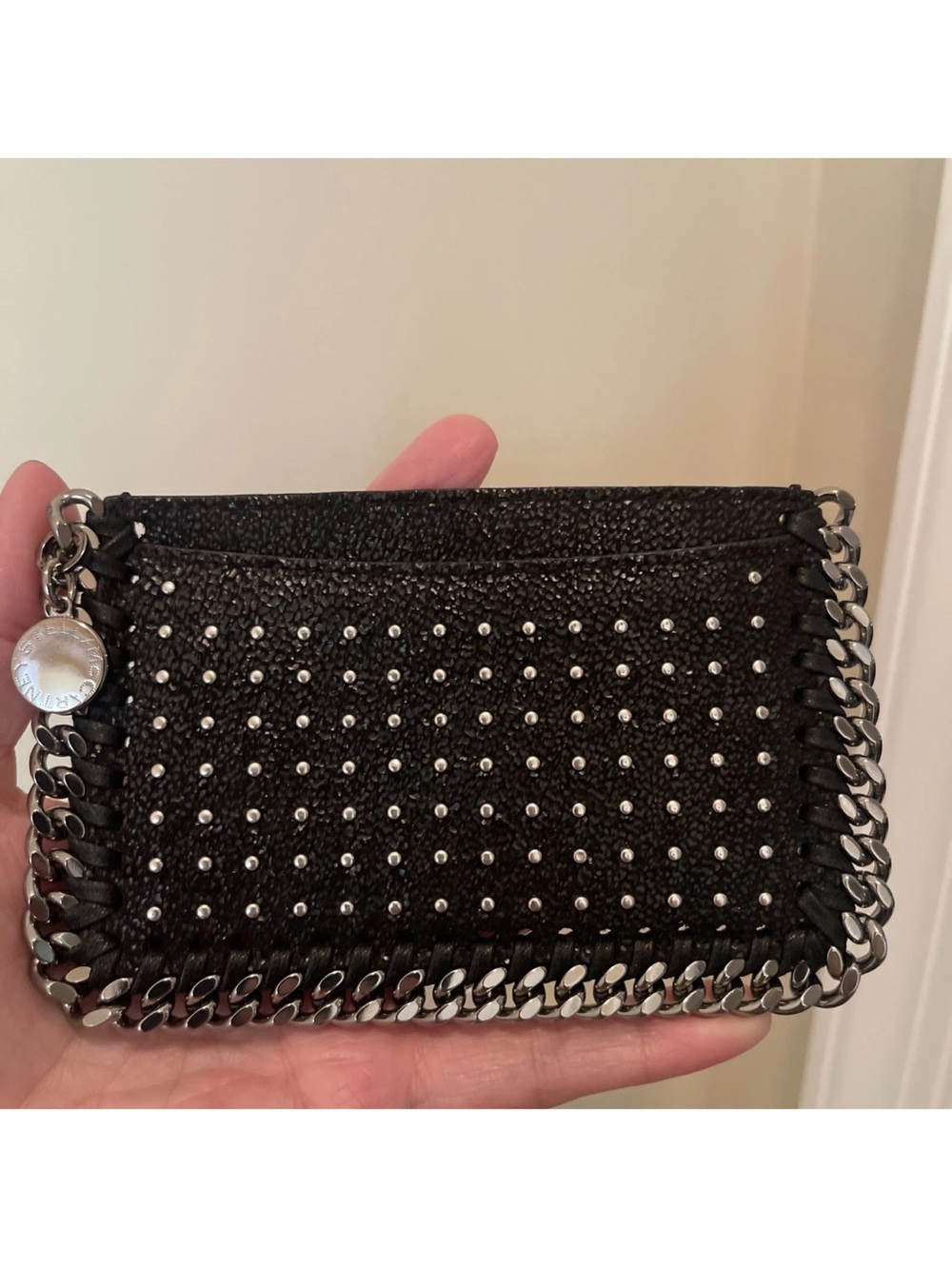Stella McCartney Black Studded Chain-Trim wallet nwot